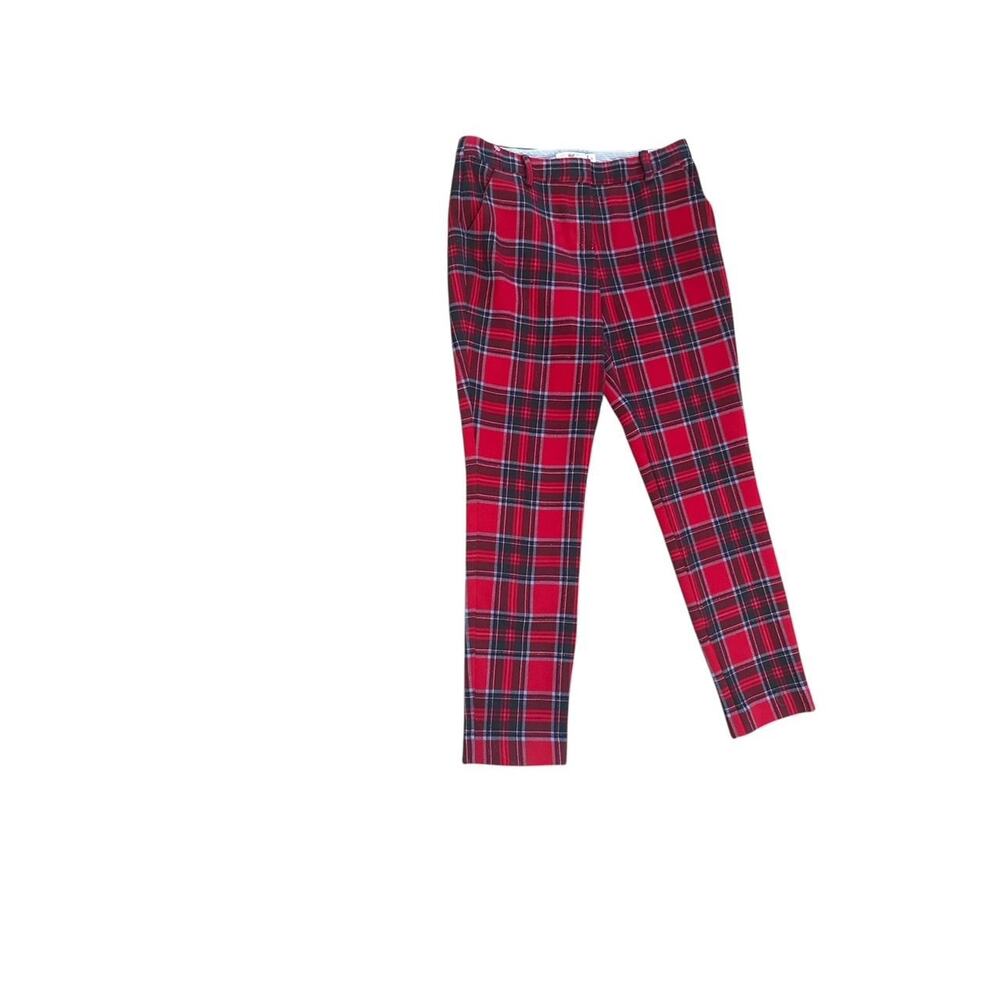 Vineyard Vines Women's Jolly Red Plaid Ruffle Cocktail Pants Sz 6